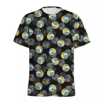 Футболка с рисунком баскетбола, волейбола, для мужчин, свободная футболка с 3D-принтом, летние повседневные спортивные футболки с короткими рукавами и круглым вырезом S