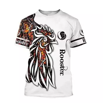 Футболка с рисунком «Битва петуха» для мужчин, забавные футболки с 3D-принтом в виде курицы, летние повседневные футболки с коротким рукавом и круглым вырезом, унисекс 6XL