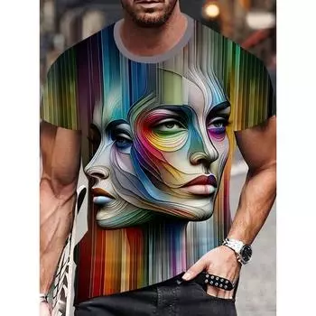 Футболка с рисунком девушки-змеи для мужчин, цветные футболки с 3D-принтом, летние уличные футболки с коротким рукавом и круглым вырезом, свободные футболки S