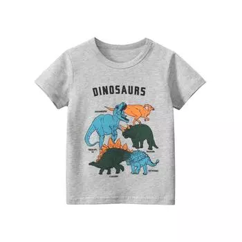 Футболка с рисунком динозавра для мальчиков 27kids Korean Summer 2025 - с короткими рукавами 90 cm