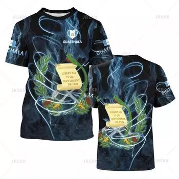 Футболка с рисунком флага Гватемалы для мужчин, повседневные спортивные топы с коротким рукавом и круглым вырезом, летние уличные футболки XXS