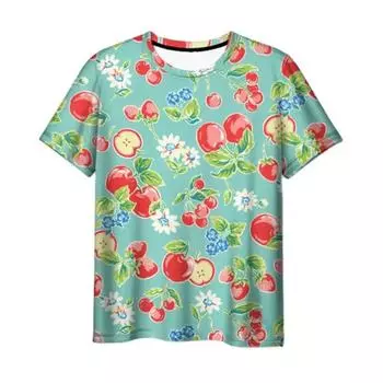 Футболка с рисунком фруктов и овощей, мелкий 3D-принт, летняя, мужская, женская, повседневная, с круглым вырезом и короткими рукавами S