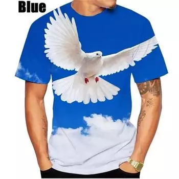 Футболка с рисунком голубя 3D, мужская, повседневная, с круглым вырезом, с короткими рукавами, модные, большие размеры, тонкие футболки, мужская одежда 4XL