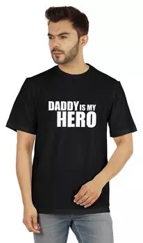 Футболка с рисунком Inkmeso для мужчин, футболка с надписью Daddy Is My Hero, футболка из джерси, ко Дню отца 3XL чёрный