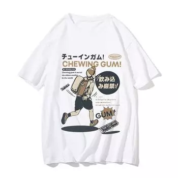 Футболка с рисунком из мультфильма «Японский кандзи», хип-хоп, мужская и женская футболка, уличная одежда 2024 года, футболка с коротким рукавом, Harajuku, хлопок, Ropa Hombre, топ XS белый