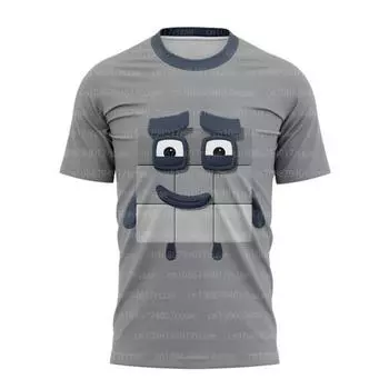 Футболка с рисунком из мультфильма, забавный блок цифр, 3D-принт, мужская, летняя, милая, для пар, с коротким рукавом, мужская, свободная одежда M