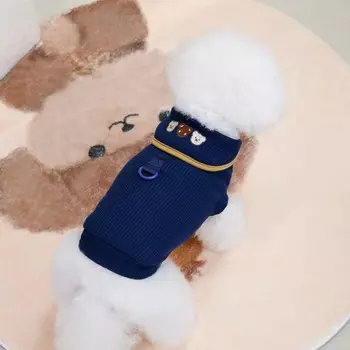 Футболка с рисунком кошки на лацкане для домашних животных Одежда для щенков Футболка с плюшевым бишоном S