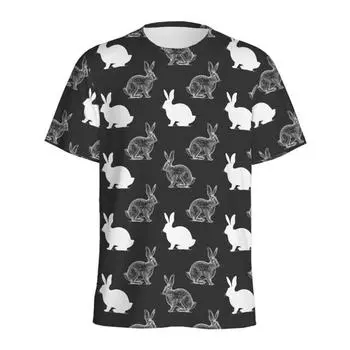 Футболка с рисунком кролика для мужчин и женщин, модные футболки с 3D-принтом животных, летние футболки с круглым вырезом, свободные, с короткими рукавами M