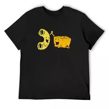 Футболка с рисунком «Макароны и сыр» Футболки Футболки с рисунком Быстросохнущие аниме-фигурки Синий Архив Одежда для мужчин S белый