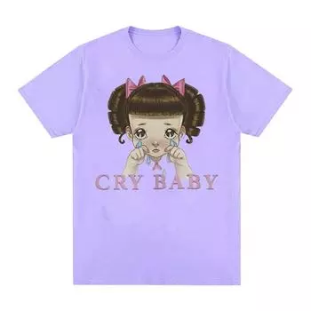 Футболка с рисунком Melanie Martinez Cry Baby, мужская и женская милая модная футболка в стиле ретро в стиле Харадзюку, футболка большого размера из 100% хлопка S чёрный