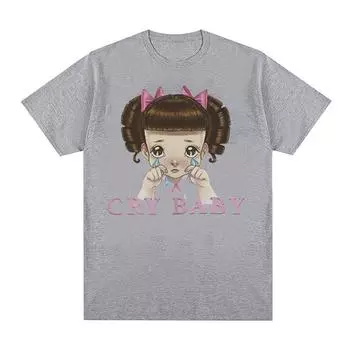 Футболка с рисунком Melanie Martinez Cry Baby, мужская и женская милая модная футболка в стиле ретро в стиле Харадзюку, футболка большого размера из 100% хлопка S чёрный