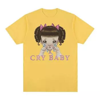 Футболка с рисунком Melanie Martinez Cry Baby, мужская и женская милая модная футболка в стиле ретро в стиле Харадзюку, футболка большого размера из 100% хлопка S чёрный