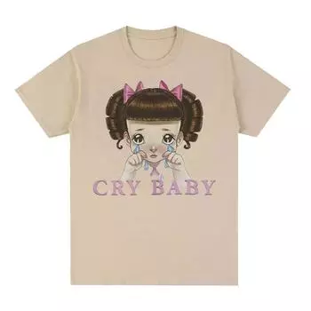 Футболка с рисунком Melanie Martinez Cry Baby, мужская и женская милая модная футболка в стиле ретро в стиле Харадзюку, футболка большого размера из 100% хлопка S чёрный