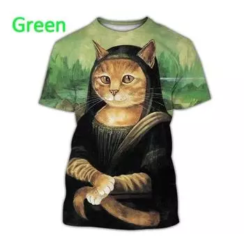 Футболка с рисунком милого кота для мужчин, крутой дизайн, футболка с 3D принтом котов, топы, забавные детские футболки, модная женская одежда в стиле Харадзюку S