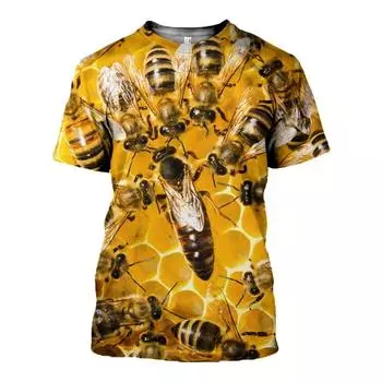 Футболка с рисунком «Насекомое пчела» для мужчин, женская одежда, модная футболка с 3D принтом Harajuku, летняя повседневная уличная одежда, детская одежда с коротким рукавом S белый
