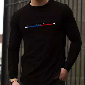 Футболка с рисунком парижского персонажа, модная мужская футболка с длинным рукавом, быстросохнущая трикотажная летняя повседневная футболка большого размера, мужская блузка S