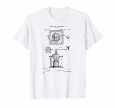 Футболка с рисунком патента на кофемолку 1885 года