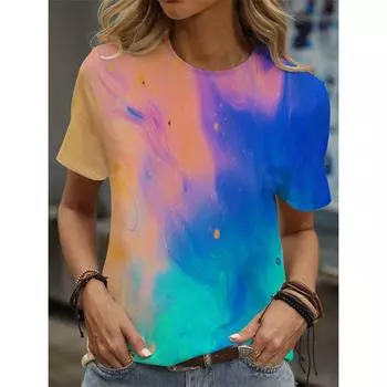 Футболка с рисунком пчелы, кошки, пасхального яйца для женщин, футболки с 3D-принтом и мультяшными животными, повседневные свободные футболки с круглым вырезом и короткими рукавами S