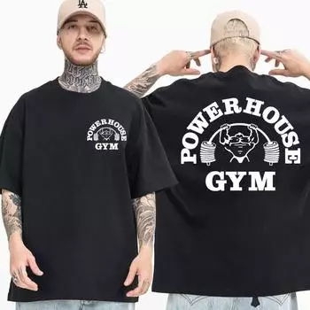 Футболка с рисунком Powerhouse Gym для мужчин и женщин. Смешные оверсы S красный