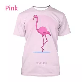 Футболка с рисунком Повседневная женская летняя новая модная футболка Футболка с коротким рукавом с рисунком фламинго 3D XS