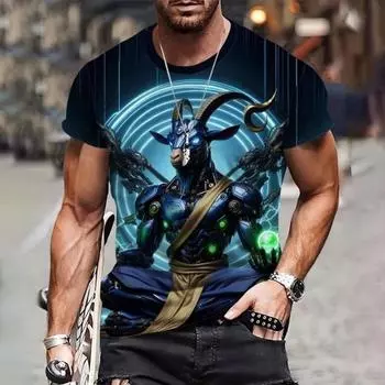 Футболка с рисунком робота-овцы-воина, одежда для мужчин, женщин, детей, крутые футболки с короткими рукавами, модные повседневные летние уличные футболки для мальчиков и детей XS