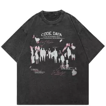 Футболка с рисунком «Shadows» из хлопка, черная, стираная, унисекс, топы, футболки, летняя футболка с короткими рукавами S чёрный