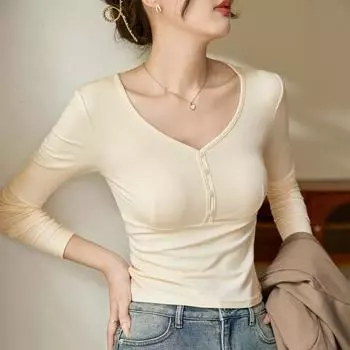 Футболка с рисунком «стиль жизни», женская, с длинным рукавом, осенняя, новая, с пряжкой из ракушки, Pure Desire S