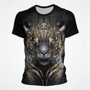 Футболка с рисунком тигра для мужчин, 15 стилей, 3D-принт, подходит для повседневной уличной одежды, для пляжа, дышащая, быстросохнущая, спортивная основа S
