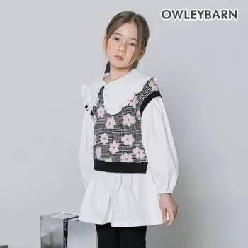 Футболка с рисунком в клетку Olivan Flower Layered T Ivory Ivory/140