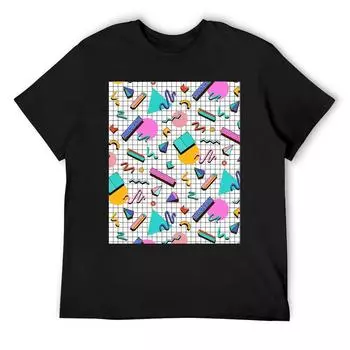 Футболка с рисунком в стиле 80-х годов и рисунком Мемфиса, винтажная черная футболка с рисунком больших размеров, мужская одежда S белый