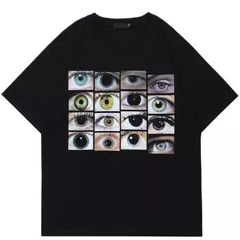 Футболка с рисунком в стиле хип-хоп Streetwear Eyes World M чёрный