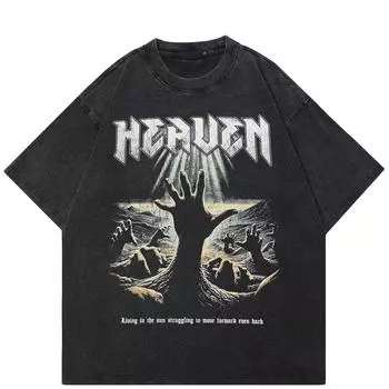 Футболка с рисунком в стиле уличной моды, черная футболка из хлопка, стираная, унисекс, топы, футболки, летние футболки с короткими рукавами S чёрный