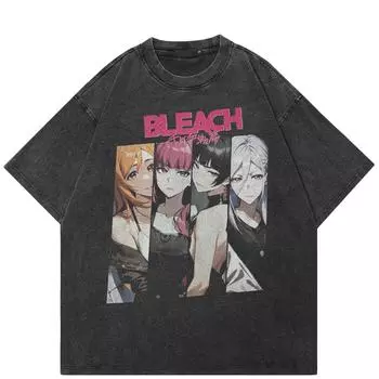 Футболка с рисунком в стиле «уличный стиль» в стиле японского аниме, хлопковая футболка, унисекс, топы, футболки, летние футболки с короткими рукавами S чёрный