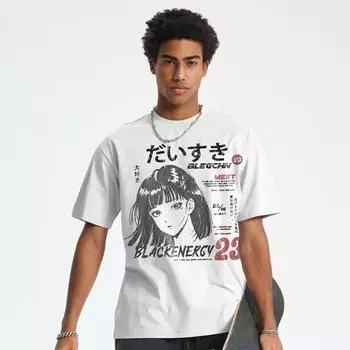 Футболка с рисунком в стиле «уличный стиль» в стиле японского аниме, хлопковая футболка, унисекс, топы, футболки, летние футболки с короткими рукавами S красный