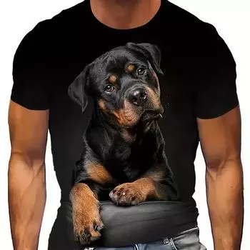 Футболка с рисунком в виде животного с 3D-принтом для мужчин, модная одежда с круглым вырезом, дышащая, удобная мужская одежда, мужской топ L