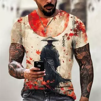 Футболка с рисунком воина для мужчин Sun Mountain 3D Printed T Shirts Летние повседневные модные топы с круглым вырезом, свободные футболки с коротким рукавом S