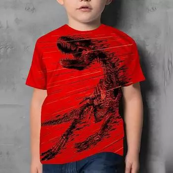 Футболка с рисунком животных, топы с 3D-принтом, детские футболки с круглым вырезом и рисунком, футболки с коротким рукавом для мальчиков 4–15 лет 170