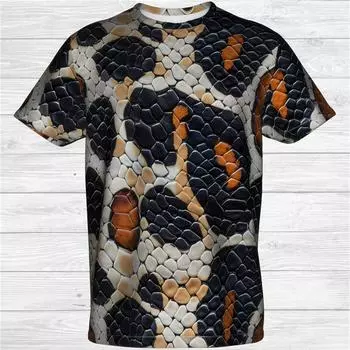 Футболка с рисунком змеи и животных, чешуя, 3D-принт, круглый вырез, футболки, индивидуальная уличная одежда для косплея, футболки, топы, размер XXS-6XL XXS