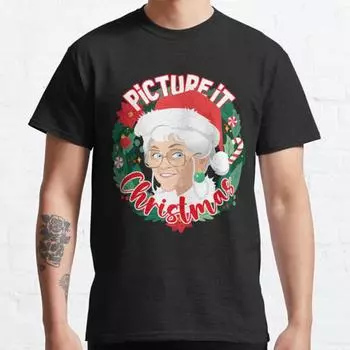 Футболка с рождественским принтом Picture It размера плюс S-3XL, мужские топы, модная одежда, футболки S чёрный