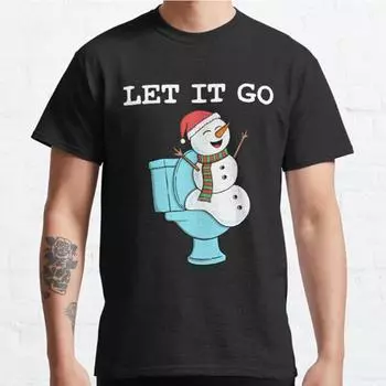 Футболка с рождественским принтом «Снеговик» размера плюс S-3XL, мужские топы, модная одежда, футболки S чёрный