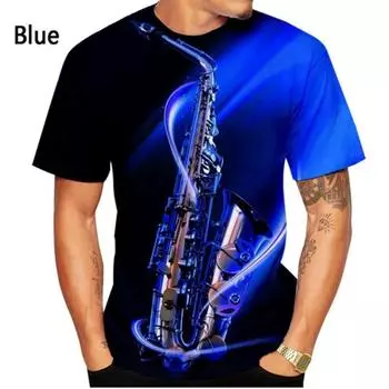 Футболка с саксофоном, хип-хоп музыка, 3D-принт, футболка для мужчин и женщин, летняя повседневная рубашка с коротким рукавом, топы S