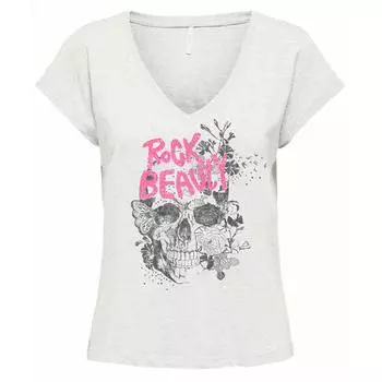 Футболка с V-образным вырезом и надписью Rock Beauty Woman ONLY S зеленый пастельный