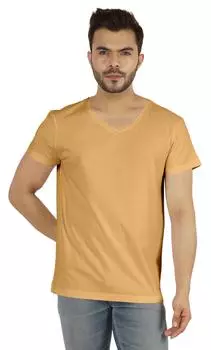 Футболка с V-образным вырезом Inkmeso, мужские базовые рубашки, повседневная хлопковая футболка с коротким рукавом 3XL бежевый