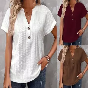 Футболка с V-образным вырезом из европейской и американской женской моды весна/лето 2024 г. XL белый