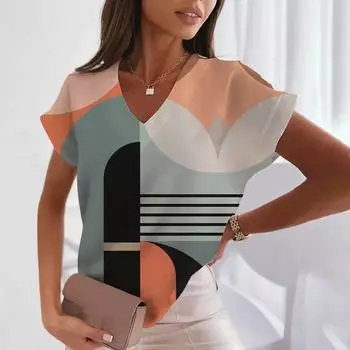 Футболка с v-образным вырезом, модная прозрачная черно-белая клетка в 3d, повседневная одежда, летняя женская классическая свободная милая футболка с короткими рукавами, топ 3XL