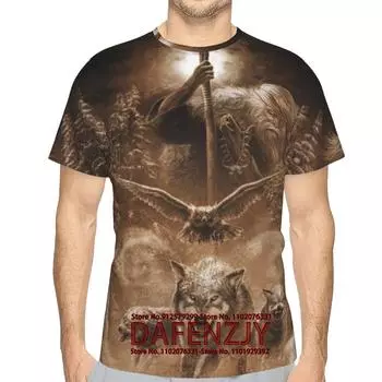 Футболка с волком для мужчин, топ с короткими рукавами и животным принтом, 3D повседневная уличная мужская футболка, футболка большого размера, мужская винтажная одежда L золотой