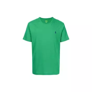 Футболка с вышитым логотипом Polo Ralph Lauren, круглым вырезом, коротким рукавом, мужская футболка, зеленая 710671438223 S