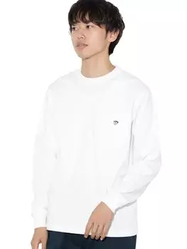 Футболка с вышивкой цвета кофе, с круглым вырезом, сшитая, БЕЛАЯ, XL [Beams Heart], L/S, мужская белый