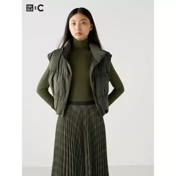 Футболка с высоким воротом Uniqlo HeaTTech из смеси кашемира и длинными рукавами, очень теплая 56 OLIVE/WOMEN M