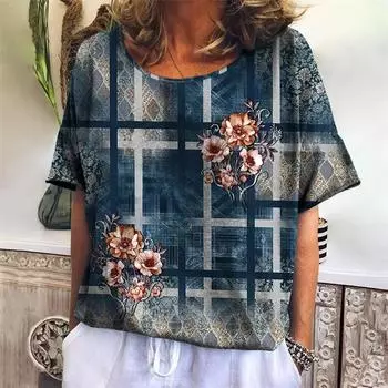 Футболка с забавной геометрией для женщин, красочные футболки с 3D-принтом, летние свободные топы, футболки с короткими рукавами и круглым вырезом, уличная одежда S